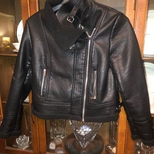 Black faux leather - jacket